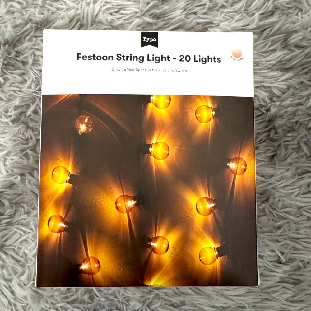 Festoon String Lights- Pink Bulbs (20)